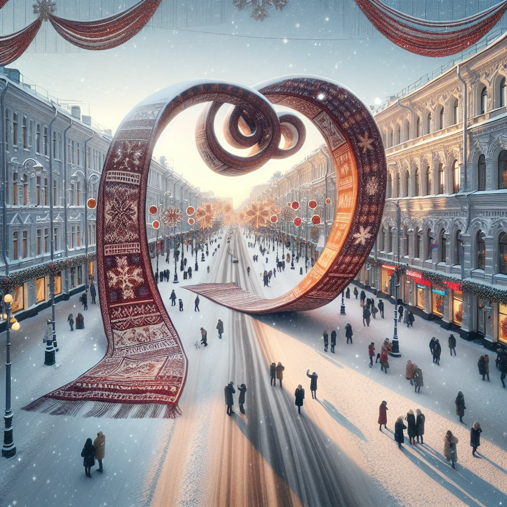 На Спасской в Кирове появился «Объединяющий шарф» — арт-объект федерального новогоднего проекта